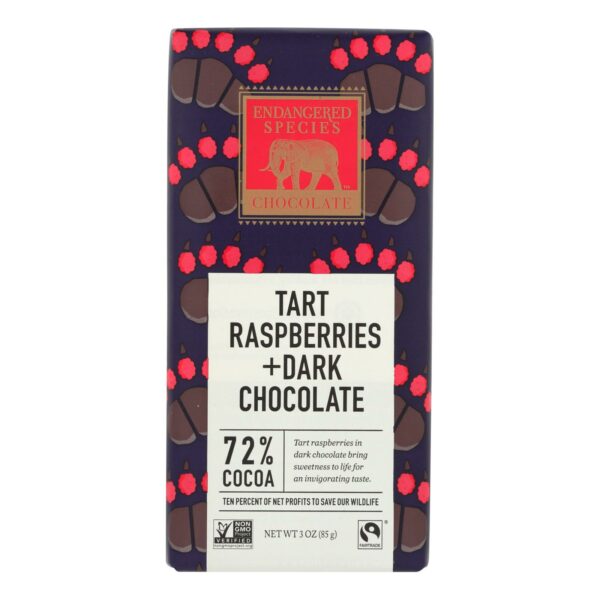 Natural Dark Chocolate Bar with Raspberries