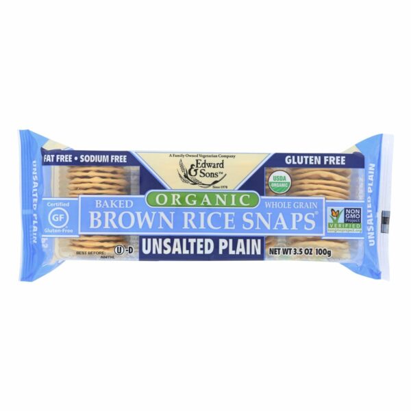 Organic Baked Brown Rice Snaps Unsalted Plain