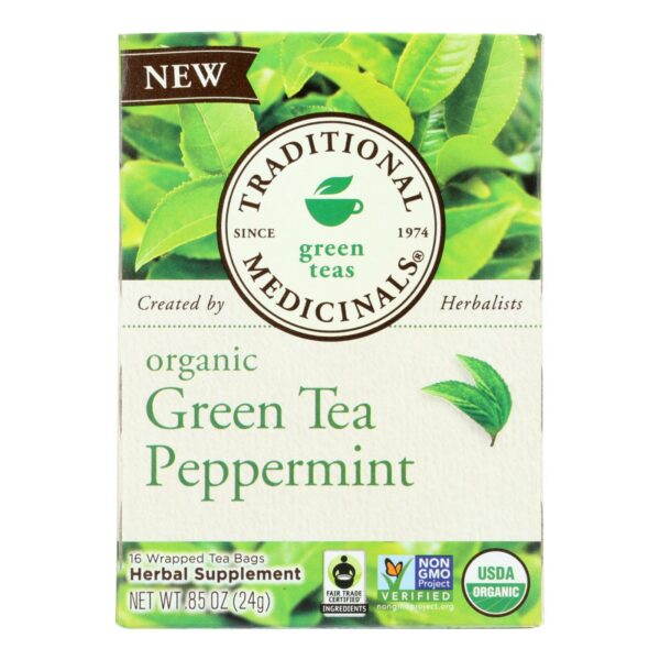 Organic Green Tea Peppermint 16 Tea Bags