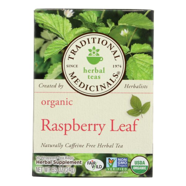 Organic Raspberry Leaf Caffeine Free Herbal Tea 16 Tea Bags