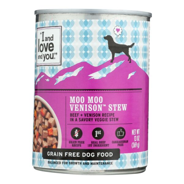 Moo Moo Venison Stew Dog Food Can