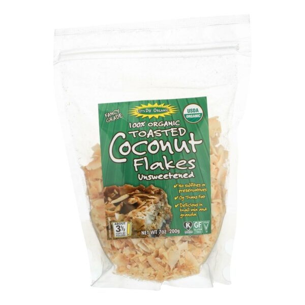 100% Organic Unsweetened Toasted Coconut Flakes