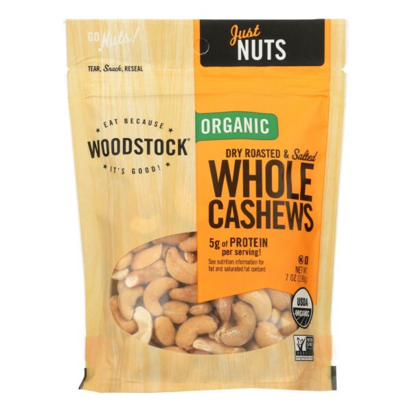 Organic Whole Cashews Dry Roasted and Salted