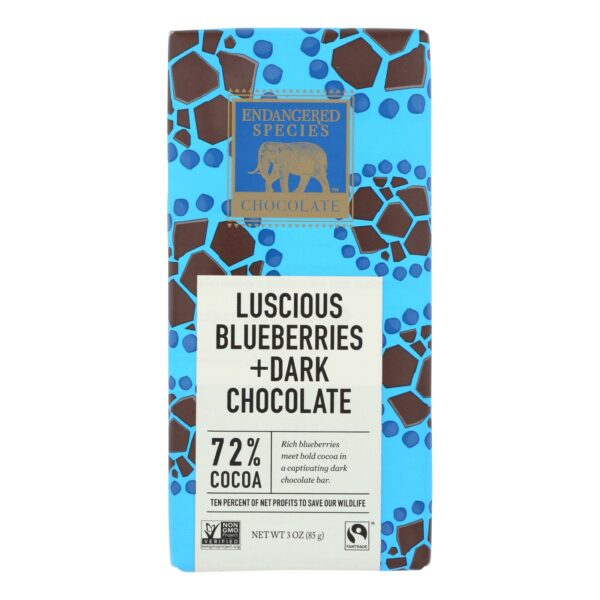 Natural Dark Chocolate Bar with Blueberries