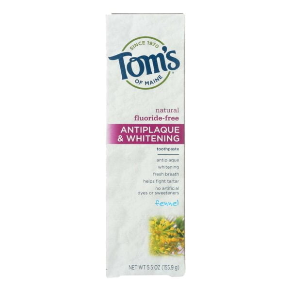 Natural Antiplaque & Whitening Toothpaste Flouride-Free Fennel