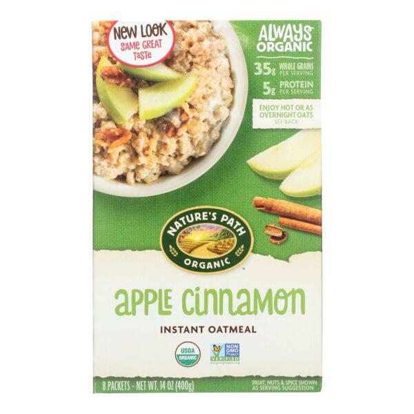 Organic Instant Hot Oatmeal Apple Cinnamon 8 Packets