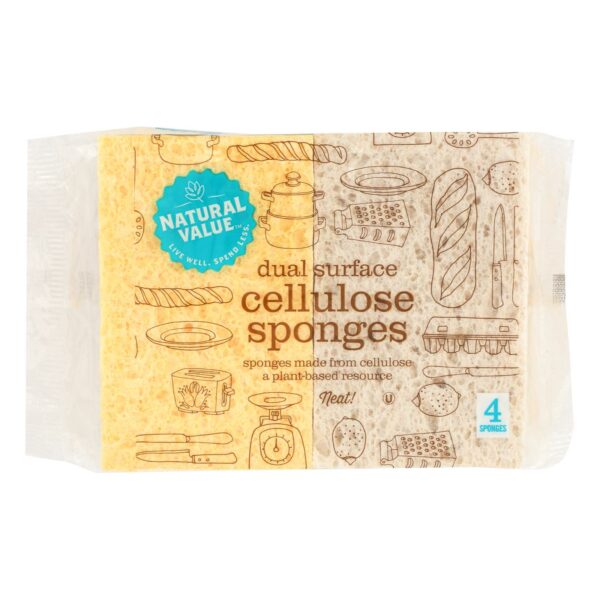 Natural Dual Surface Cellulose Sponges 4 Pack