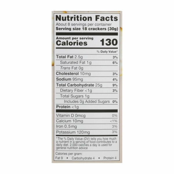 Manischewitz Nutrition Facts Crackers